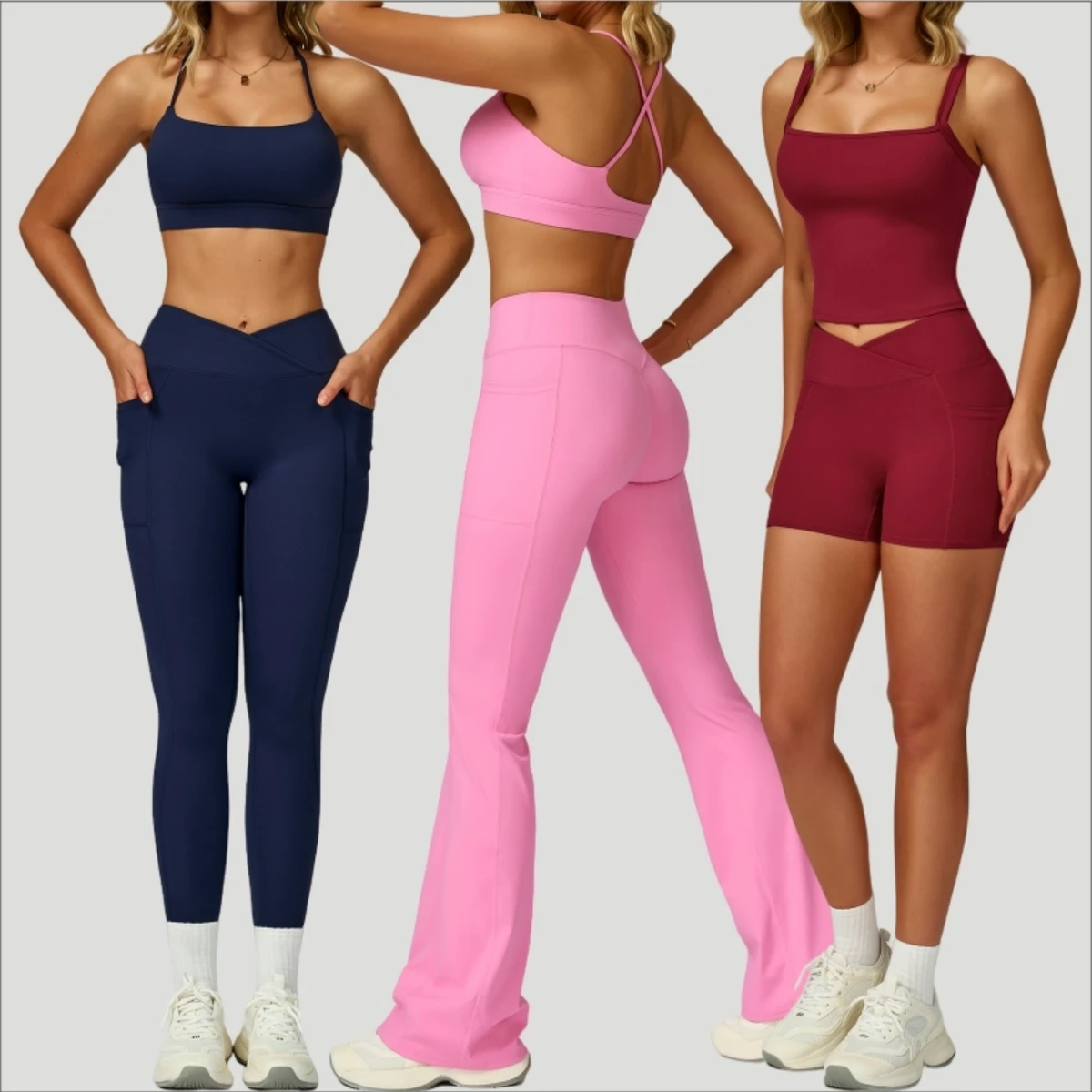 HONFIT High Quality Breathable Quick Dry Casual Sports Suit for Women Running 5 Piece Set Spandex Nylon Gym Fitness Women's Sets