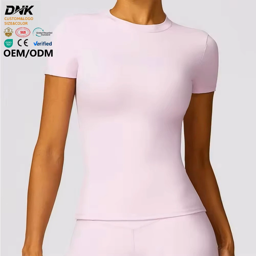 DCK-1105 Yoga Shirts Top Quick Dry Running Tops Tights Push up Workout Gym Clothes Female Short Sleeve Fitness Sports T-Shirts