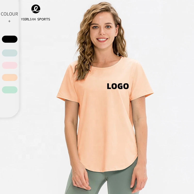 2023 Casual Loose Light Breathable Stretch Short Sleeves Running Training Workout Yoga Gym Summer Women Sport Top Shirts T Shirt