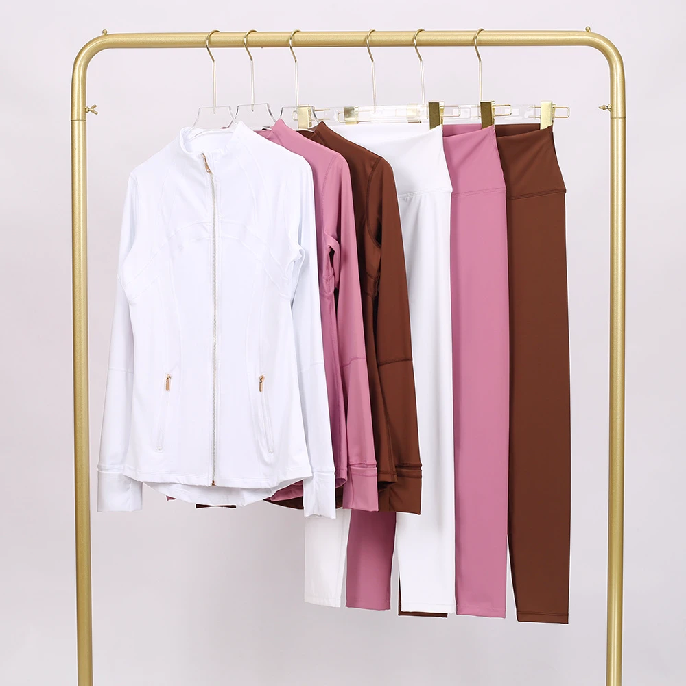 Lulu Women's High Quality Buttery Soft Popular Women Long Sleeve Gym Training Fitness Outer Wear Jackets Yoga Set