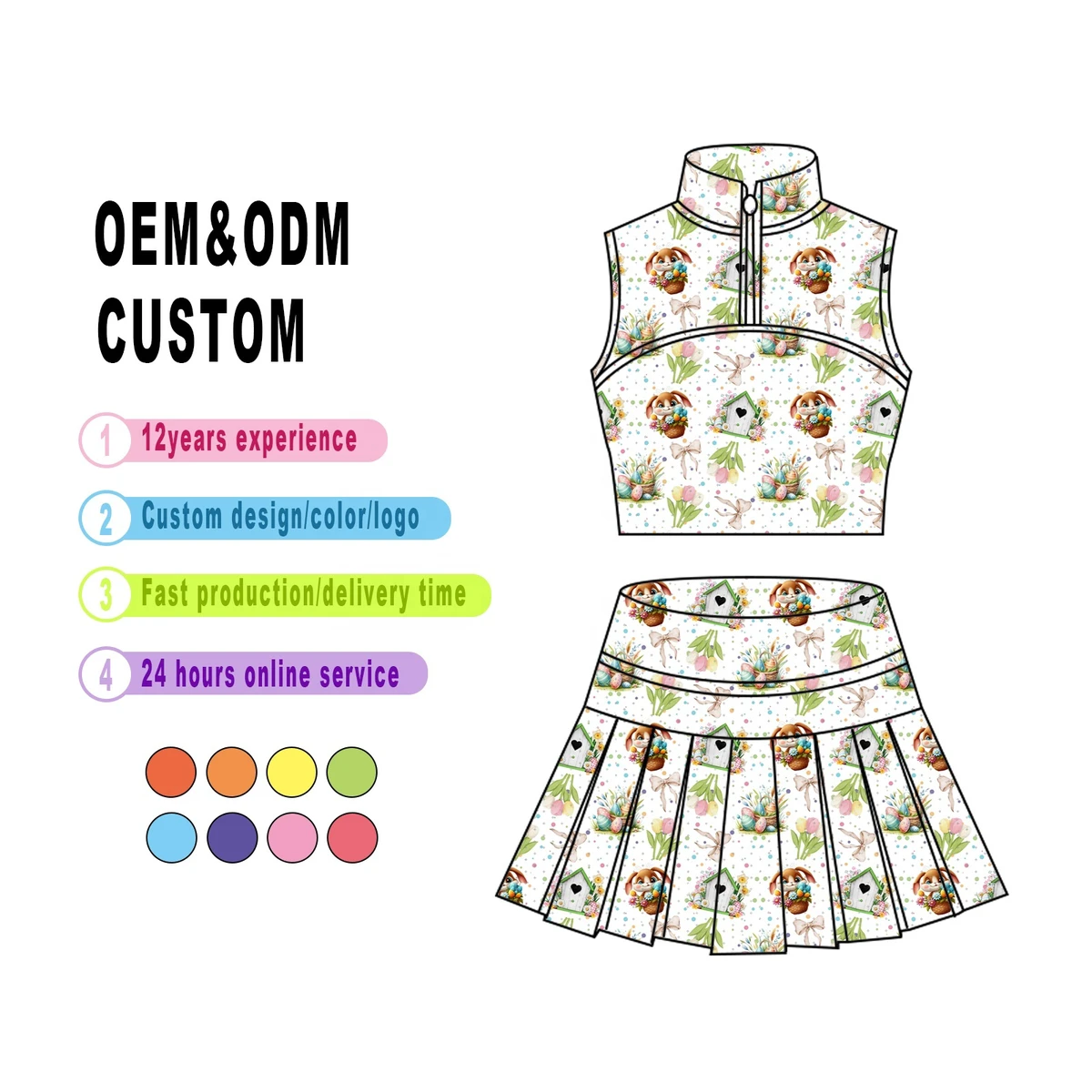 Girls Yoga Set Sleeveless Top Cross Waist Pleated Skirt Built Shorts Casual Summer Eco-Friendly Custom Children Clothes Set