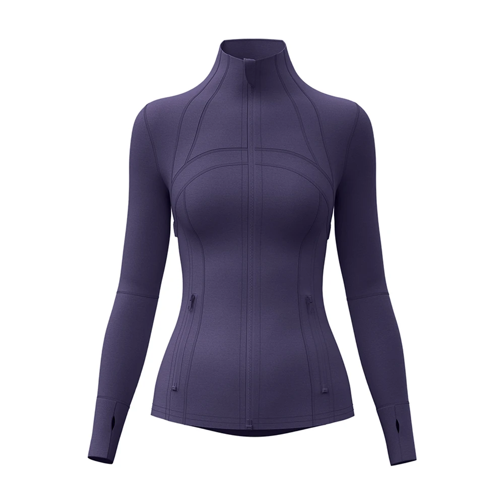 Women's Spandex Elastic Waist Yoga Sports Top Stand Collar High Waist Long Sleeve Spring & Autumn Jacket