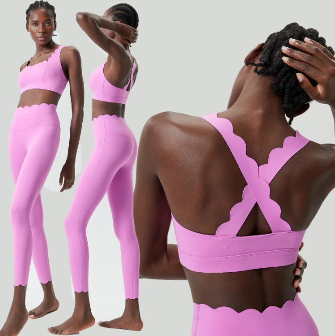 Wholesale Women's Workout Two Piece Yoga Suit Fitness Bra Backless Legging Gym Clothes Activewear Tracksuit Sets for Women