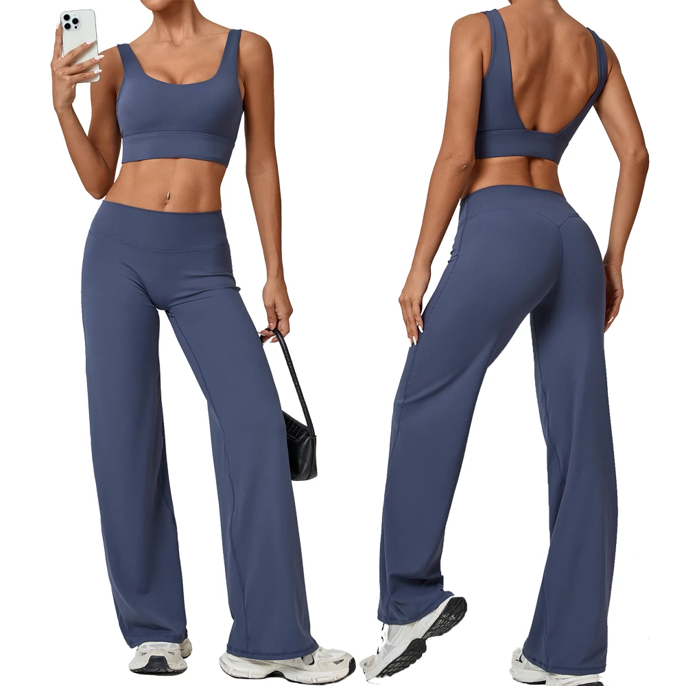 Sexy Gym Outfit Set Women Fitness Workout Crop Top Bra Stretch High Waisted Leggings Two Piece Sets