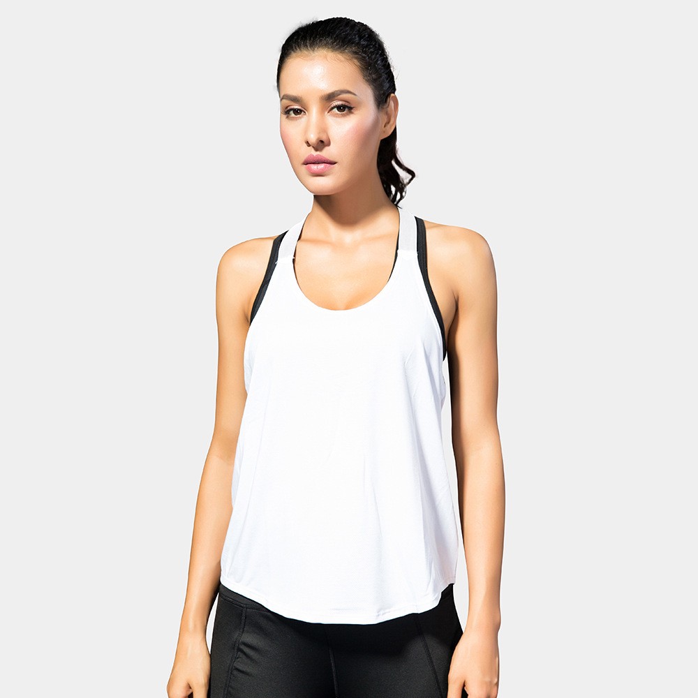 Pilates Yoga Breathable Women Soft Sleeveless Mesh T-Line Absorb Sweat Fitness Running Quick Dry Loose Polyester T Shirt