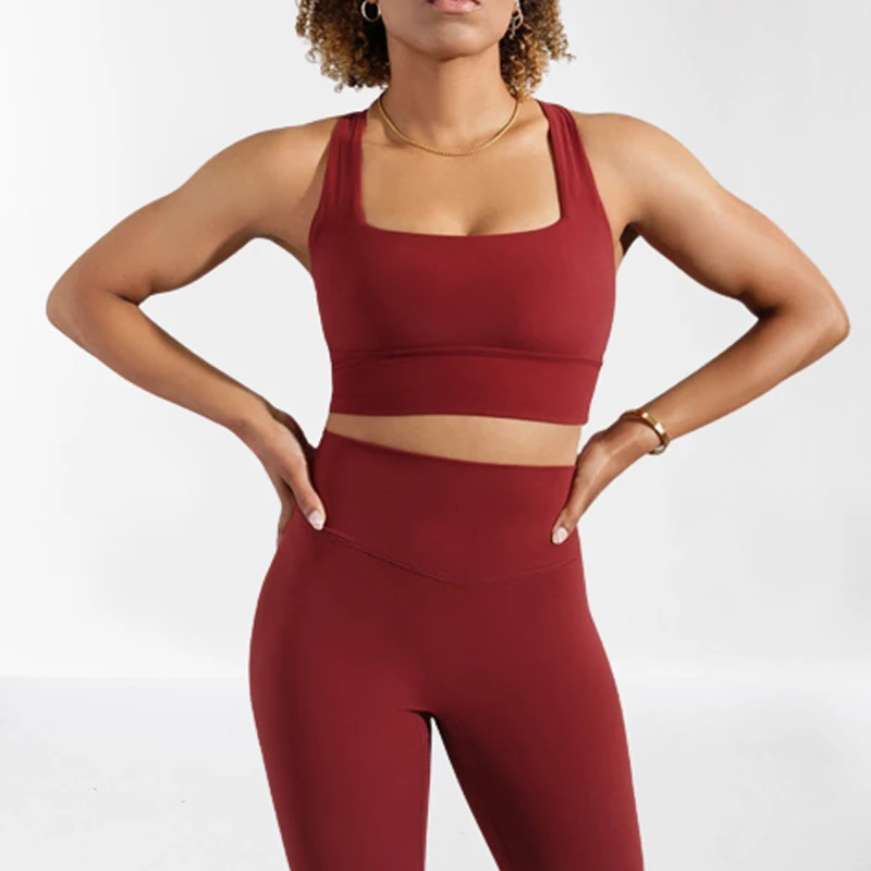 High Support Breathable Yoga Bra Activewear Design Cut Out Back Cross Women Custom Recycled Sports Bra