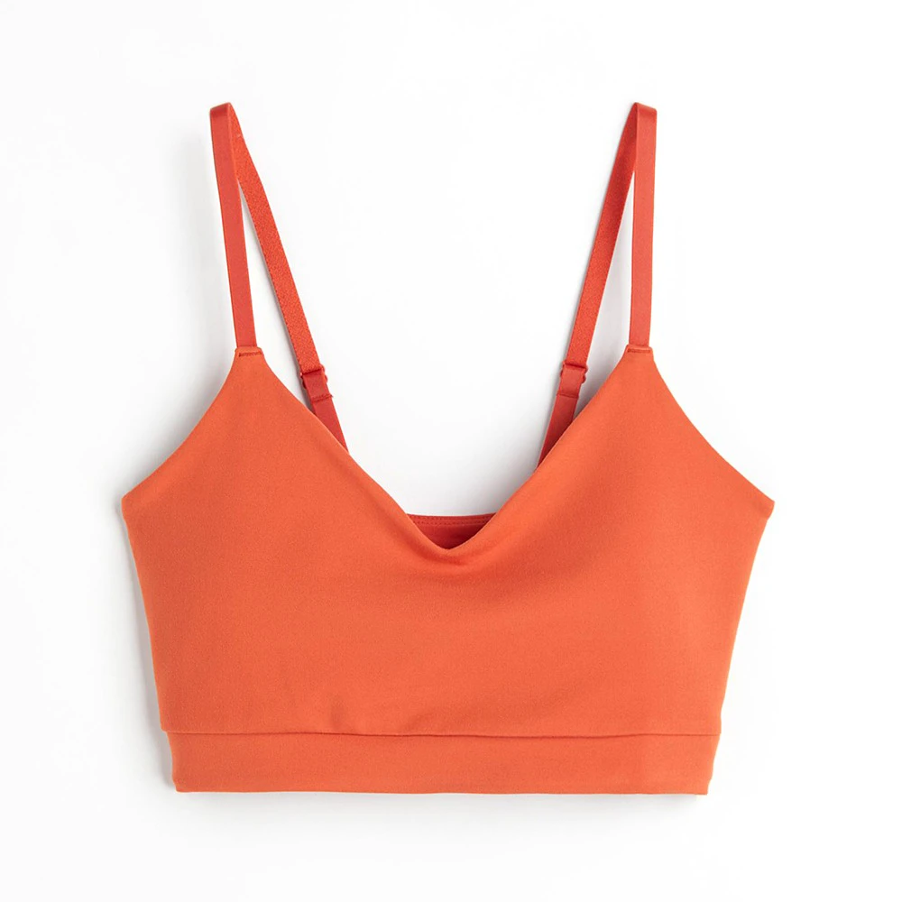 Women's Sports Bra Training Fitness Workout Bra Four-Way Stretch Breathable Medium Support Front Logo