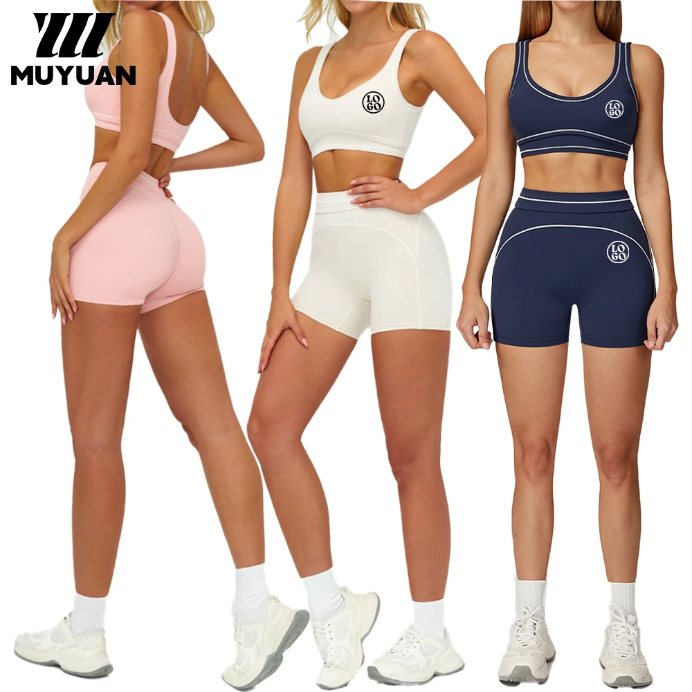 High Stretch Eco-Friendly Quick Dry Off-the-Shoulder Yoga Set Women Elastic Waist Breathable Activewear Workout Running Spring
