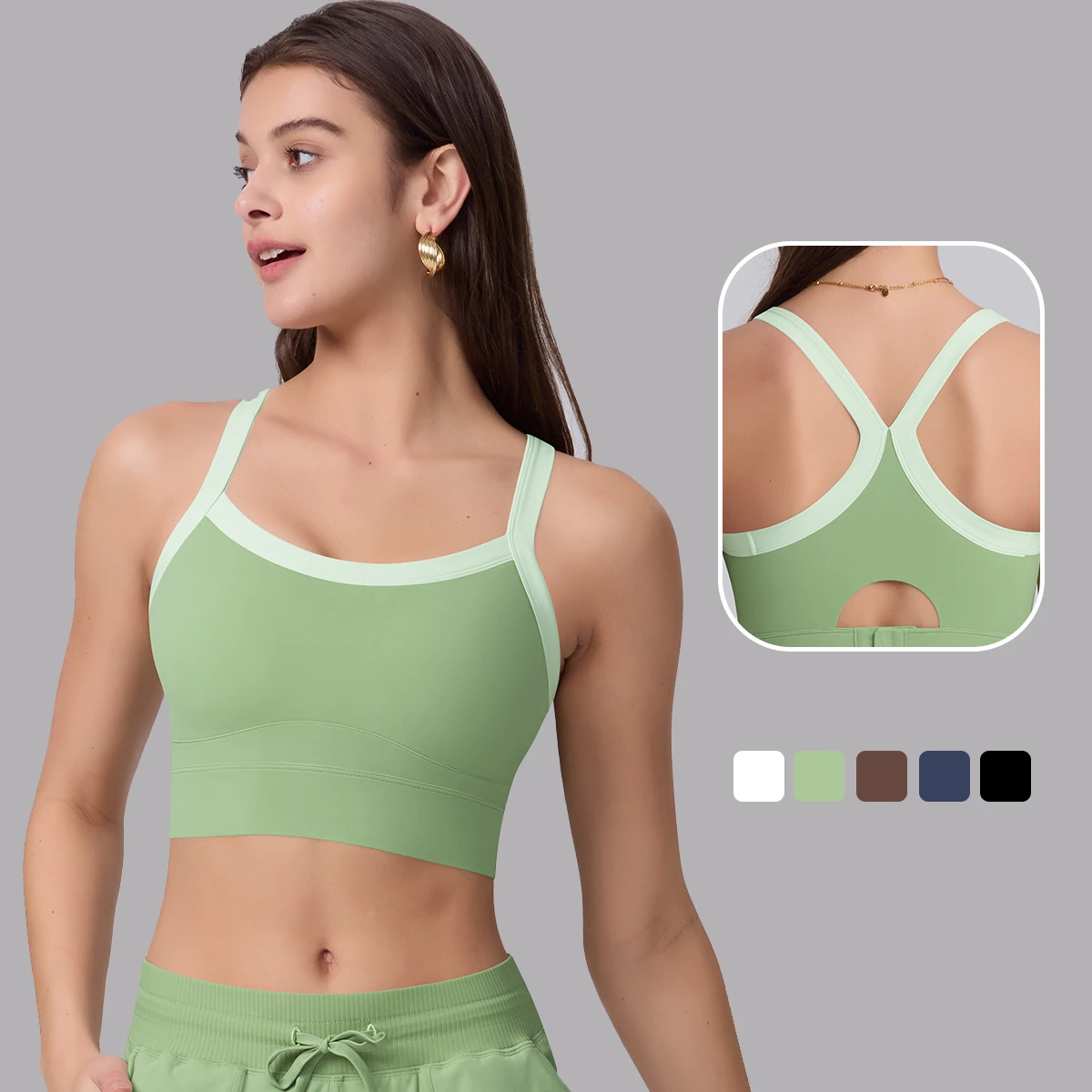 New High-Strength Breathable Four-Way Stretch Quick Dry Adjustable Buckle Women's Sports Bra for Yoga Sports Spandex/Nylon