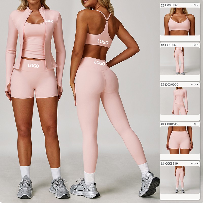 Padded Sports Bra for Yoga Flare Leggings Sets 3 Piece Yoga Set Sweatsuit With Jacket Yoga Jumper Long Sleeves Yoga Jacket