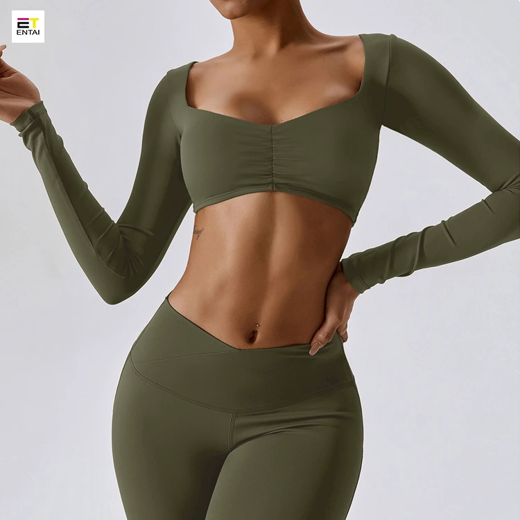 Tight Long Sleeve Yoga Top Outdoor Sports T-shirt Running Nude Fitness Wear Women's Top Crop Shirt