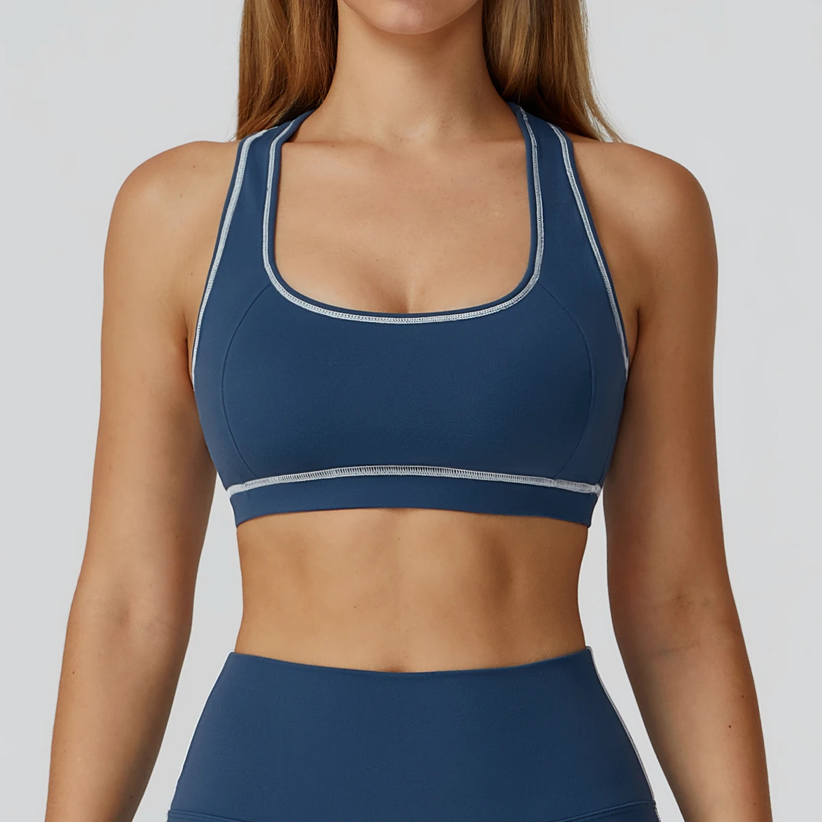 Women Yoga Sports Bra Solid Breathable Fleece Racerback High Waist Spandex/Nylon Gym & Outdoor Activewear Running & Workout Top