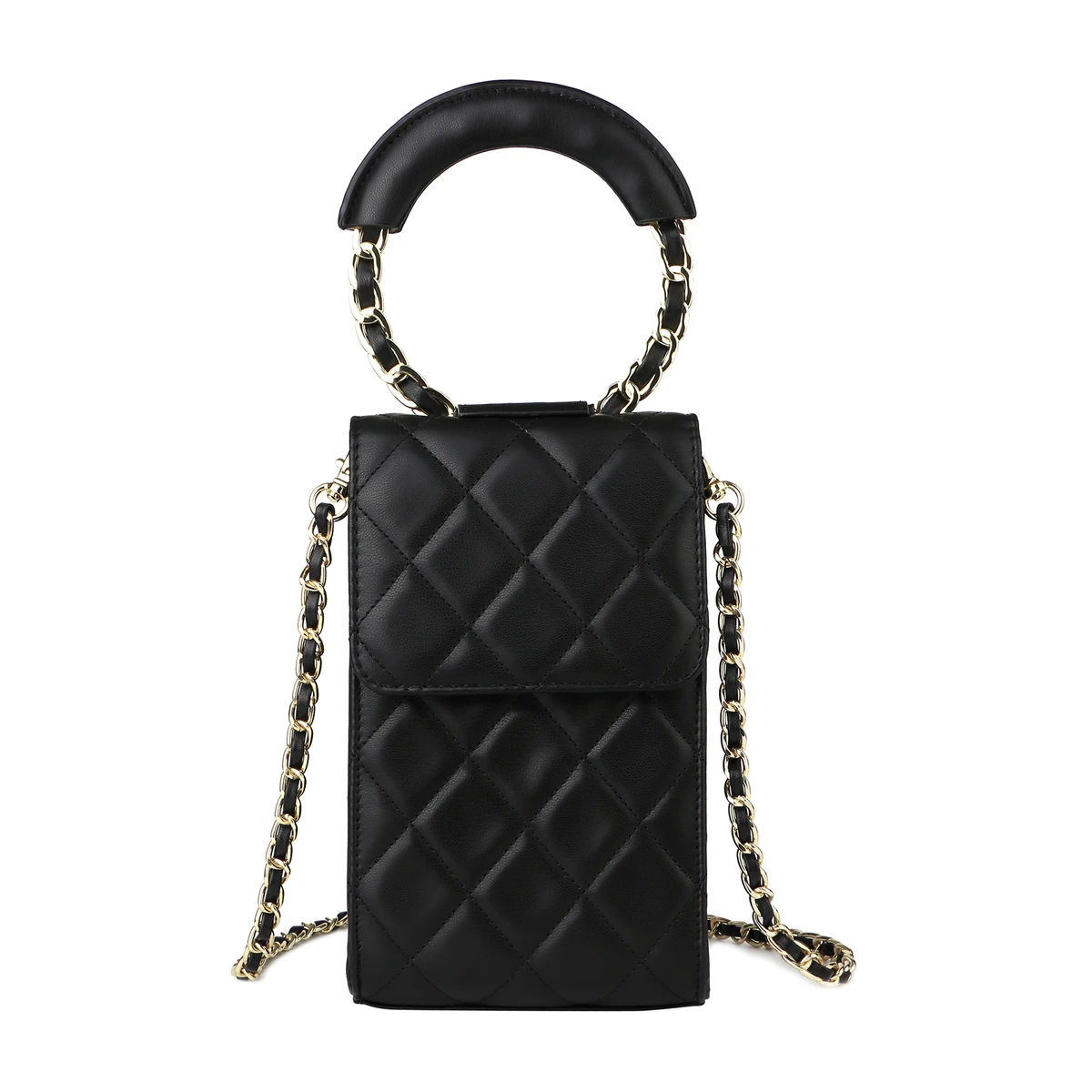 New Diamond Pattern Leather Mobile Phone Bag Women's New Trendy Chain Bag Unique Design Mini Crossbody Messenger Bag