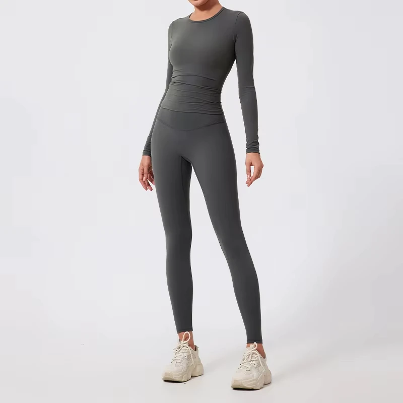 New Style Workout Jumpsuit Gym Yoga Clothes Sportswear Women Short Sports Jumpsuit Long Sleeves Fitness Yoga Sets