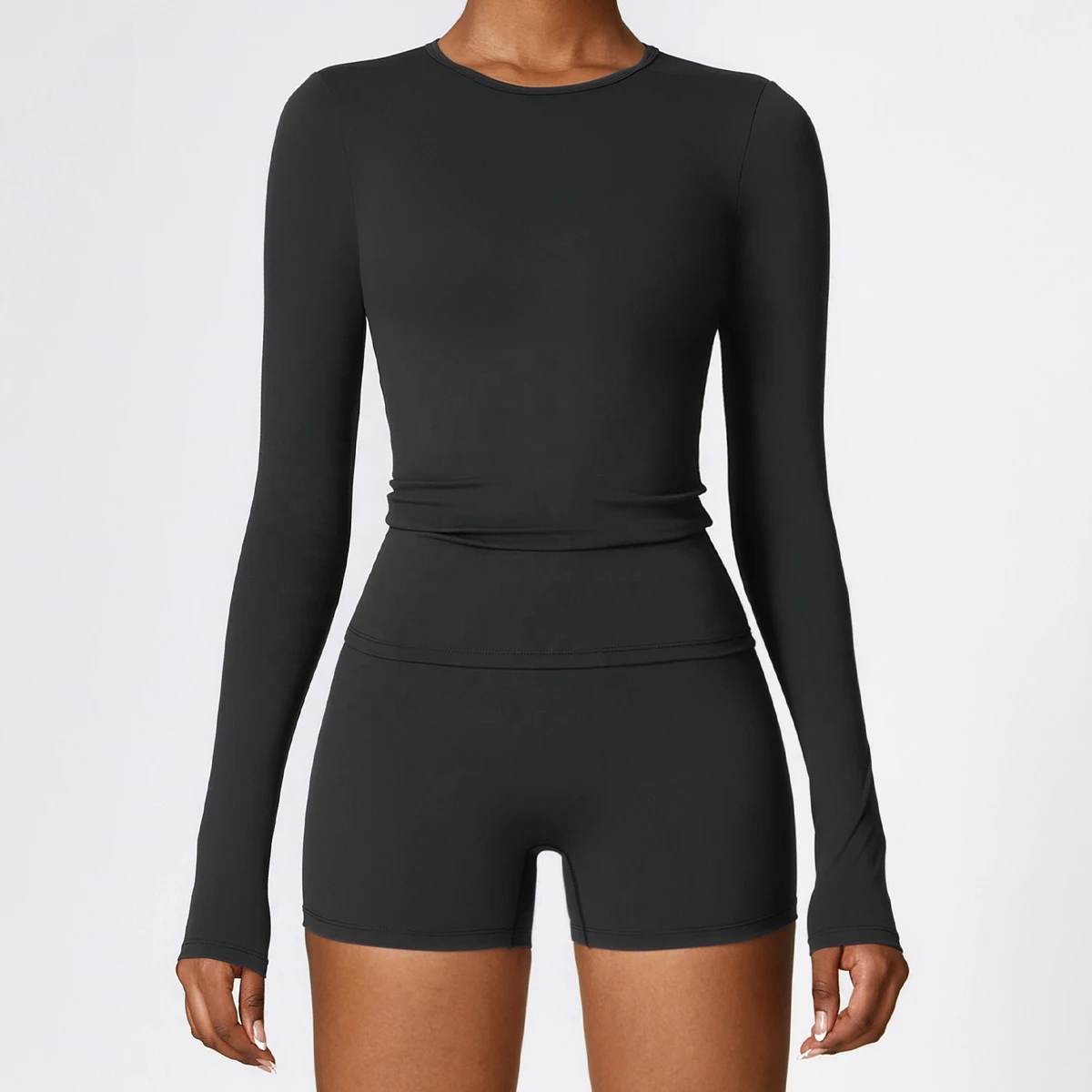 Winter Brushed Long Sleeve Yoga Clothing High Intensity Fitness Clothing Pilates Running Exercise Long Sleeve Top 8519