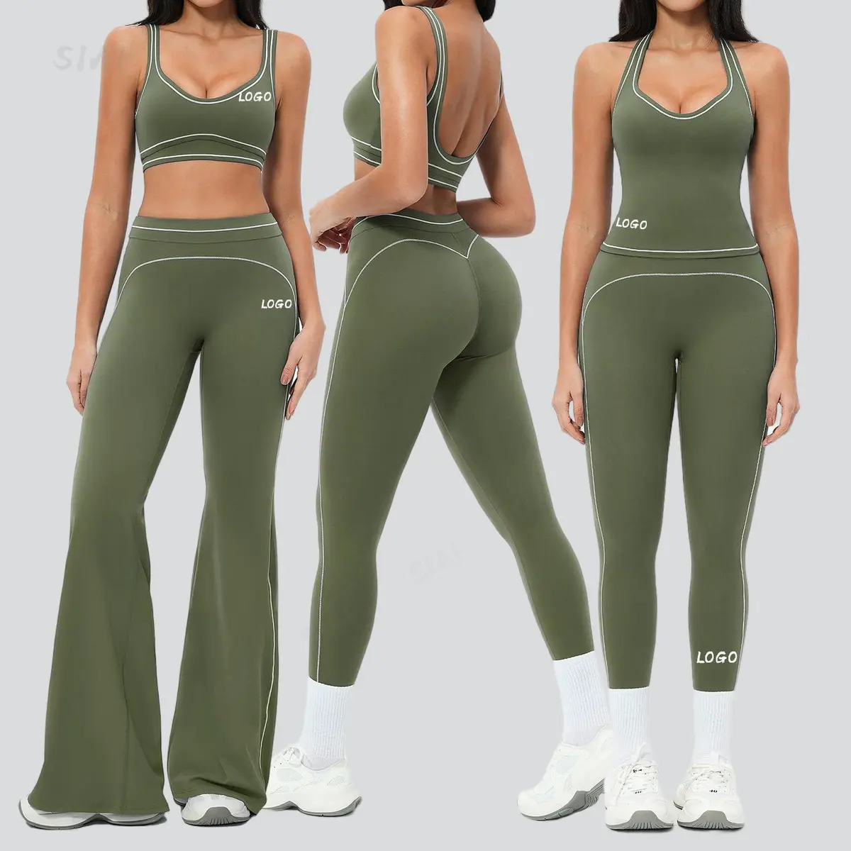 New Women's Sportswear Set Yoga Four-Way Stretch Lightweight Solid Eco-Friendly Quick Dry Skin-Friendly Breathable 6-Piece