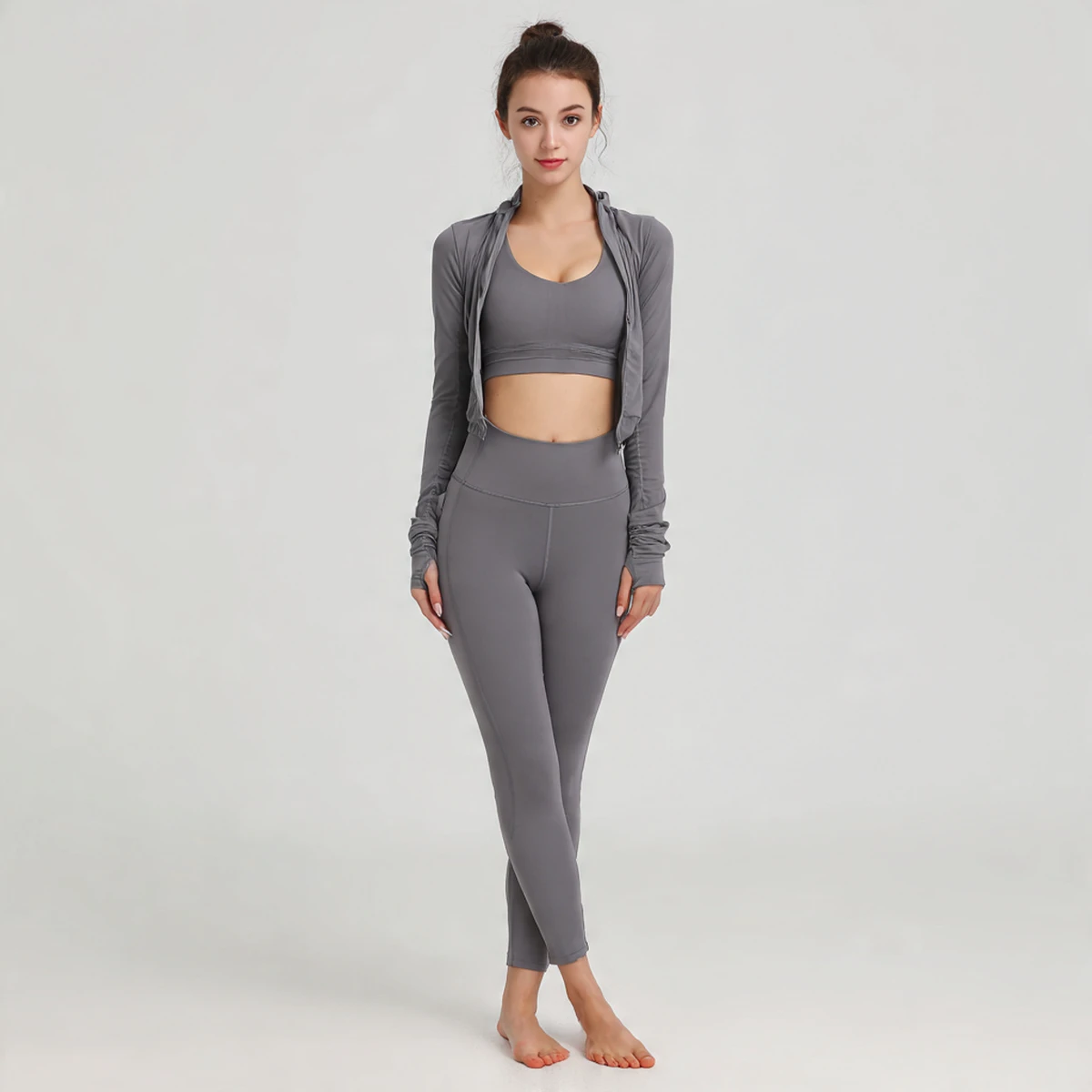 3 Piece Yoga Set Workout Outfits Women Tracksuit Sports Bra High Waist Jacket Yoga Wear Leggings 3 Piece Set Women's