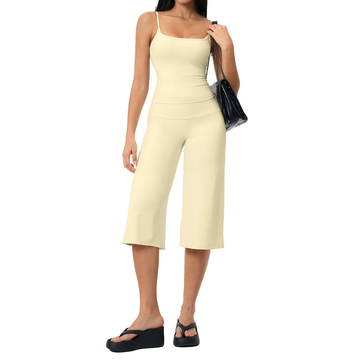 Summer Wrinkle-resistant Tight-fitting Sports Top with Underwire High-waisted Quick-drying Loose Outdoor Fitness Pants Yoga Set