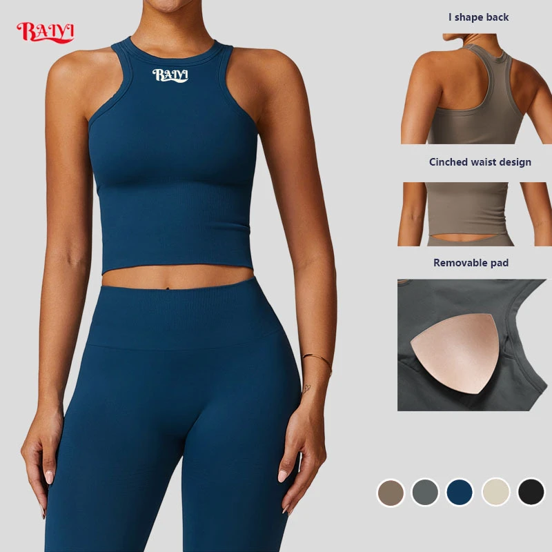 Women's Sports Bra Seamless Racer Back Top High Support Compression Yoga Bra for Gym Fitness Workout Sportswear Custom Logo
