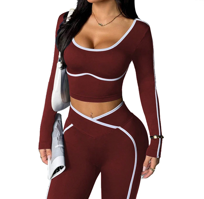 Women's Solid Color Block Yoga Set High Waist Tummy Control Fitness Outfit U-Neck Sleeveless Breathable Lightweight Two Piece