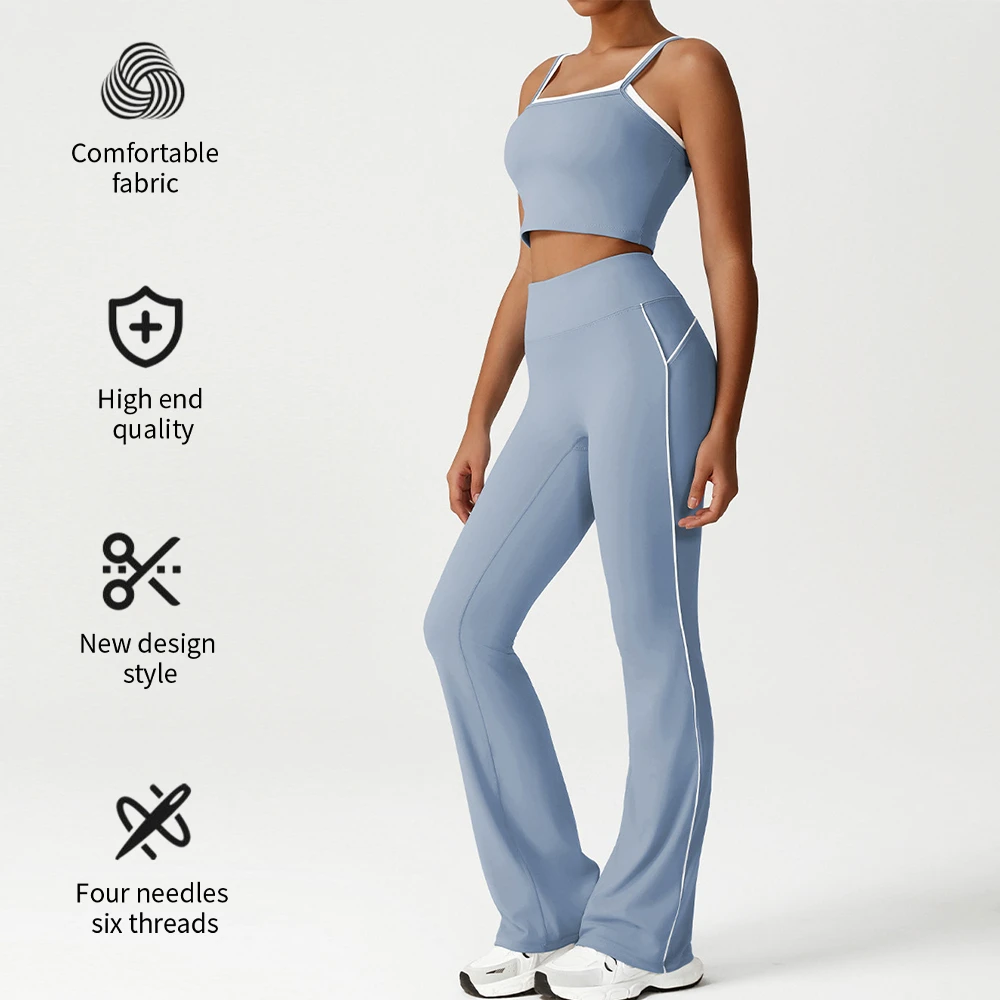 Custom Blank Women's Yoga Sleeveless Top Activewear Gym Fitness Workout Yoga Leggings Set
