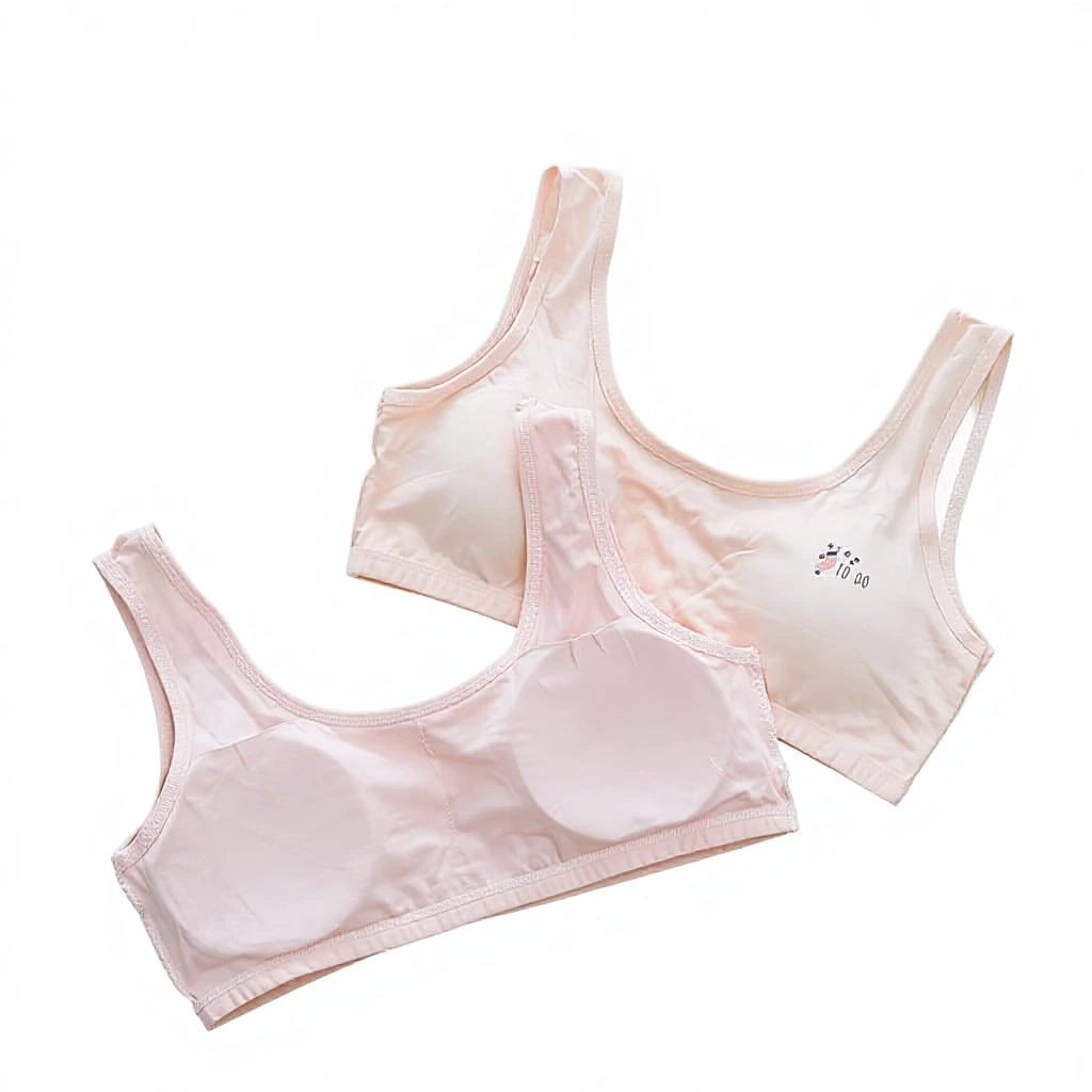 Girls' Puberty Bra Underwireless Padded Anti-Bump Tube Top for Student Junior/Senior High School Teenage Cotton