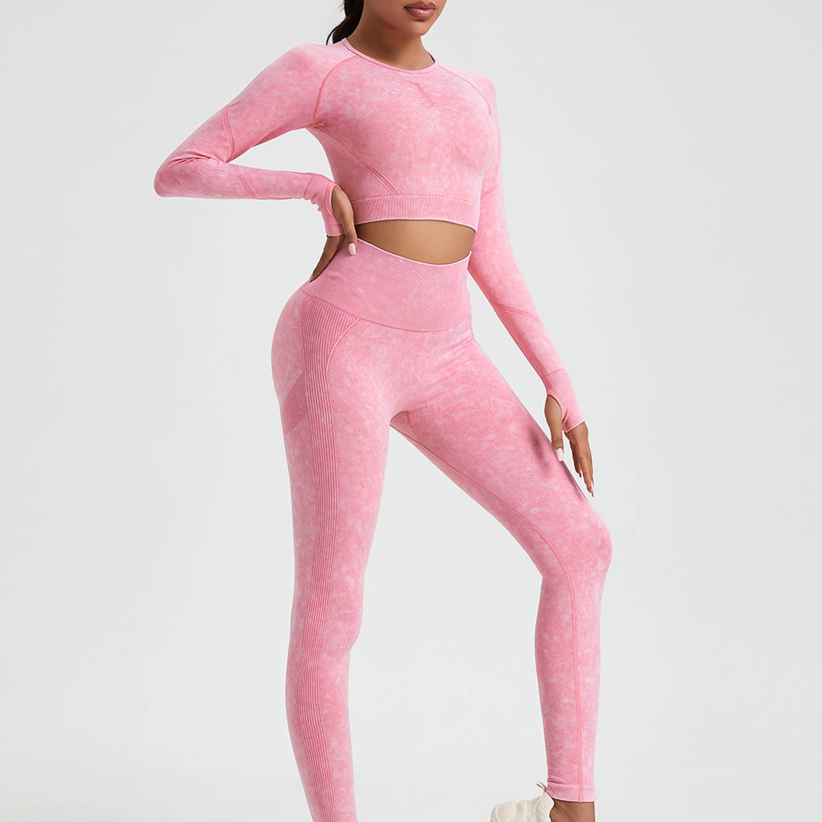 Wholesale Women's Workout Clothes High Stretch Seamless 2-Piece Yoga Set with Women's Sets Leggings and Sports Bra