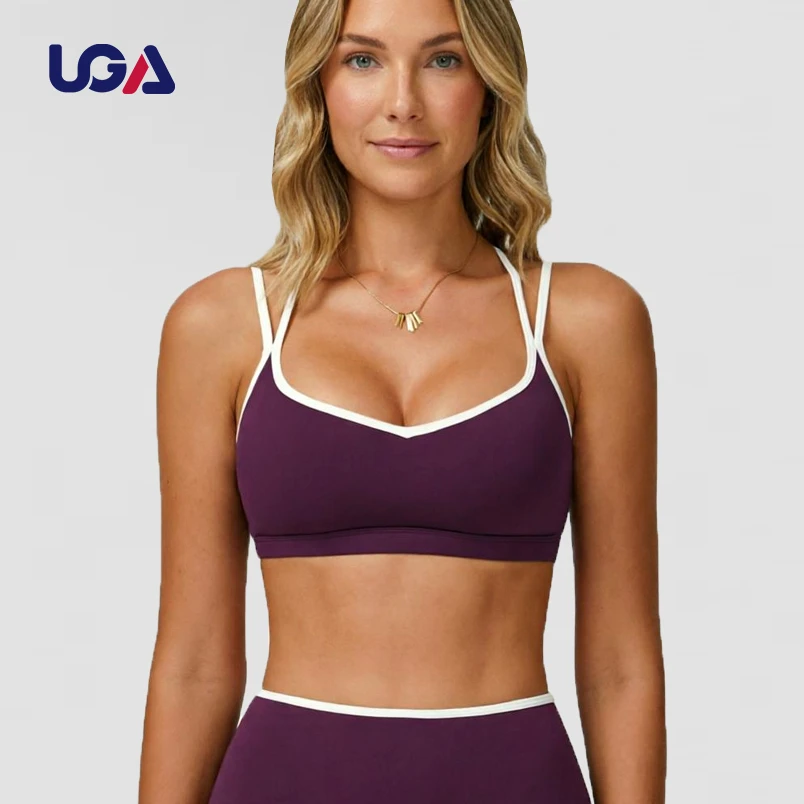 Women's Shockproof High Impact Yoga Wear Contrast Color Blocking Lightweight Workout Sports Bras