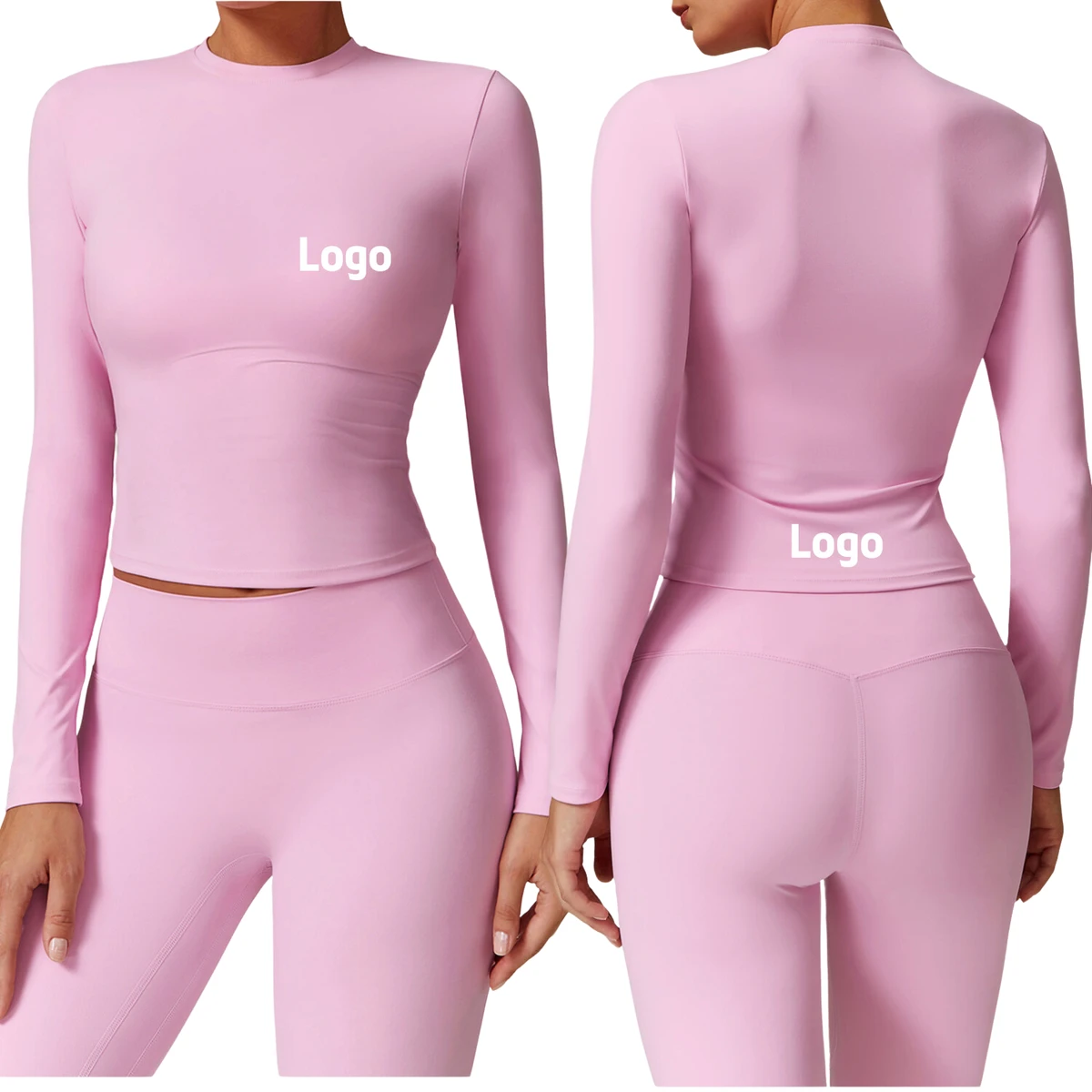 Women's Long Sleeve Seamless Gym Workout Top Custom Logo Slim Fit Athletic Stretch Shirt Lightweight and Breathable Yoga Shirt