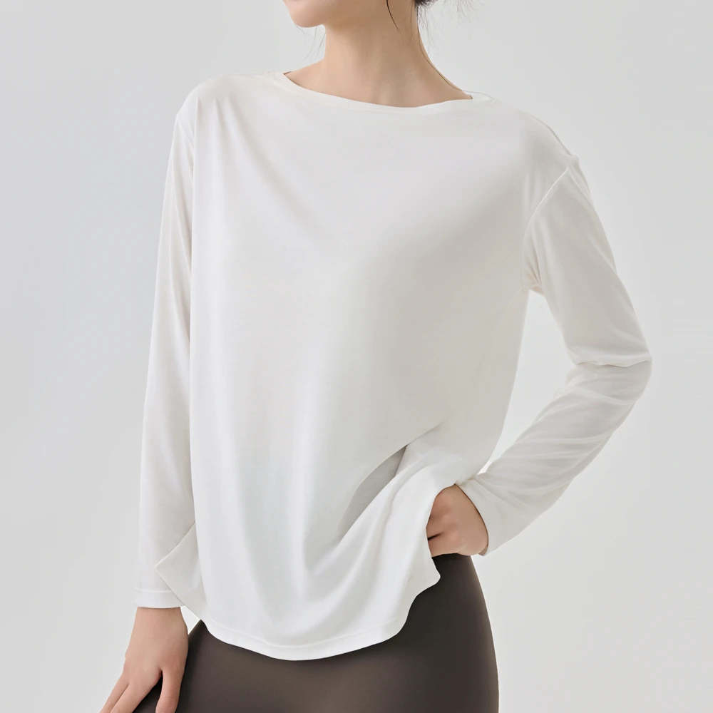 Women's Long Sleeve Athletic Workout Top Quick Dry Gym and Yoga Wear One Piece Loose Fit Shirt