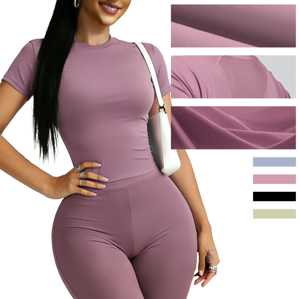 Back Mesh Lightweight Soft Yoga Short Sleeve Chest-Enhancing Skinny Shaping Four-Way Stretch Sweat-Wicking Quick-Dry Top
