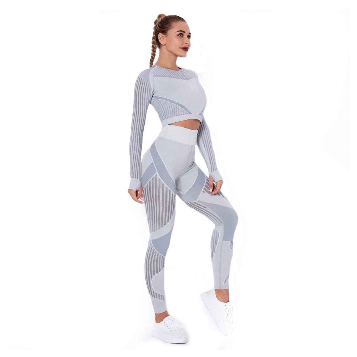Hot Sale Women's Fitness Apparel Gym Wear Sportswear Sleeveless Breathable Yoga Bra Shorts Leggings Bra Sets Front 100% Cotton