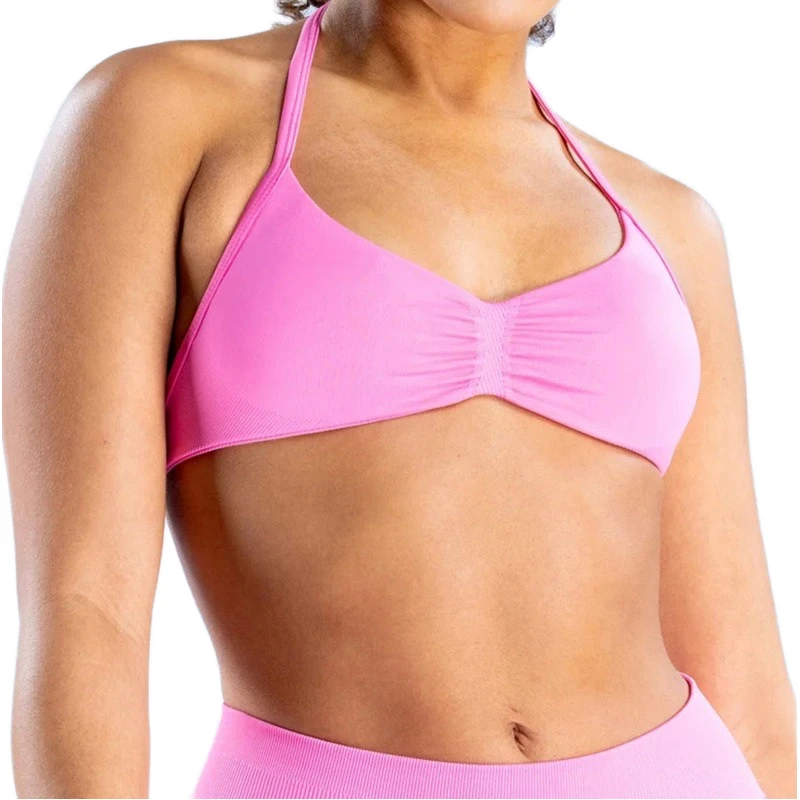 Cross-border Seamless Lightweight Yoga Neck-hanging Tight Vest High Elastic Hip Fitness Shorts Sports Outdoor Fitness Suit Front