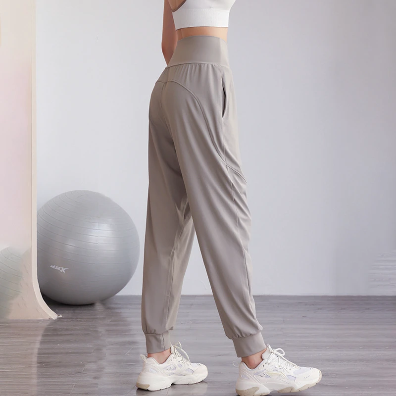 High-end Autumn Winter Solid Super Elastic Nylon High Waist Leg-toe Sports Pants Women's Loose Slimming Casual Yoga Fitness
