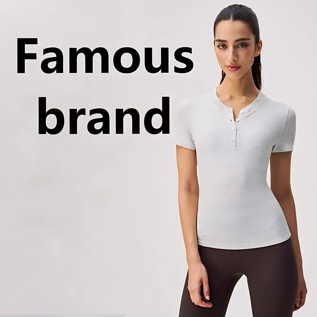 Women's Breathable Quick-Dry Lightweight Tummy-Control Yoga Top with Elastic Comfortable Skin-Friendly Round Neck Short Sleeves