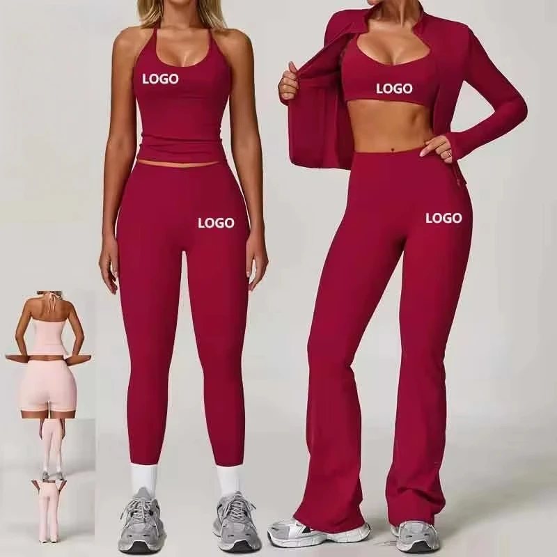 Factory Wholesale Push Up Fitness 6 Piece Sports Set Women Gym Yoga Wear Set Workout Seamed Activewear High Strength Yoga Suits