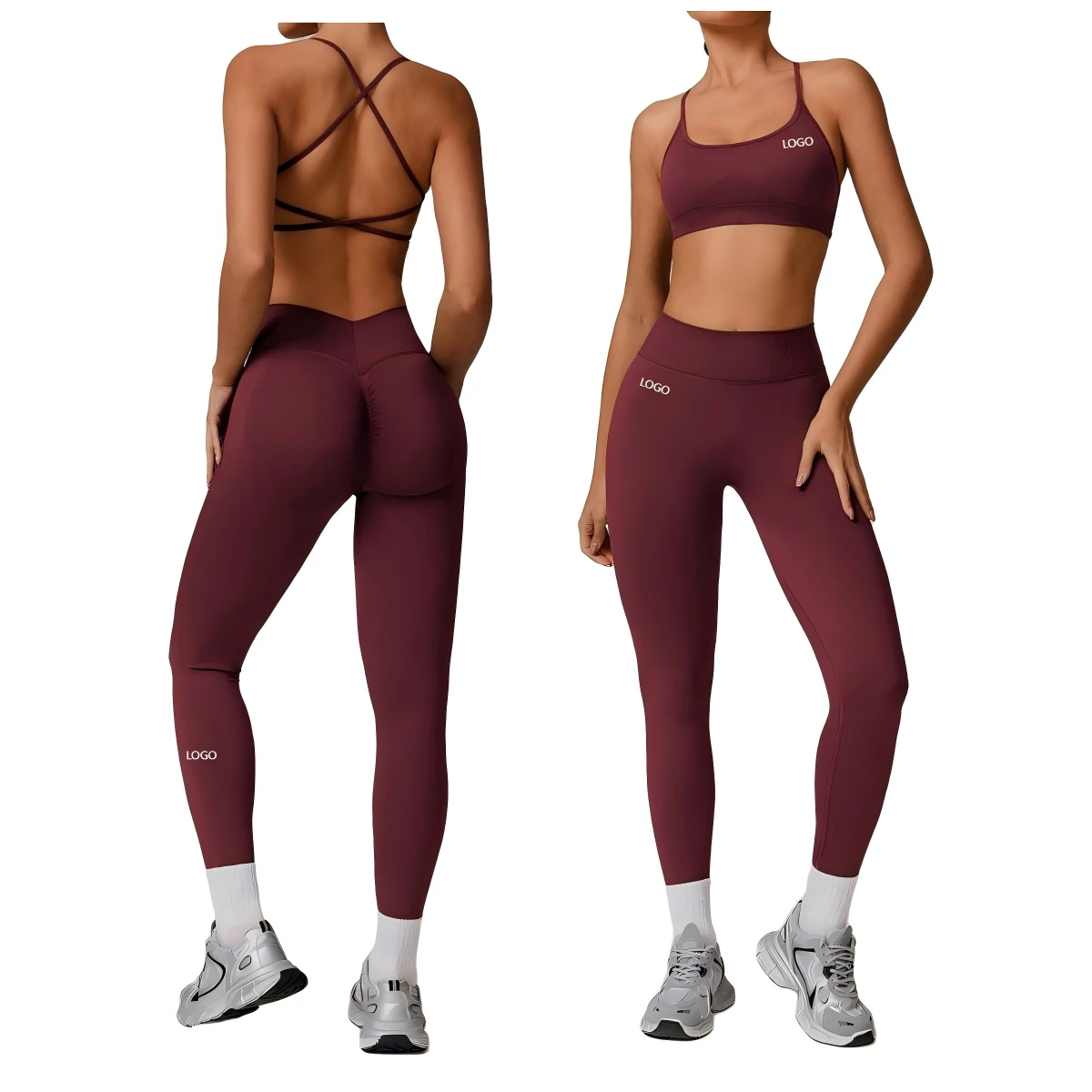 Wholesale Custom Solid 2-Piece Yoga Set Women High Quality OEM Service Breathable Eco-Friendly Lightweight Quick Dry