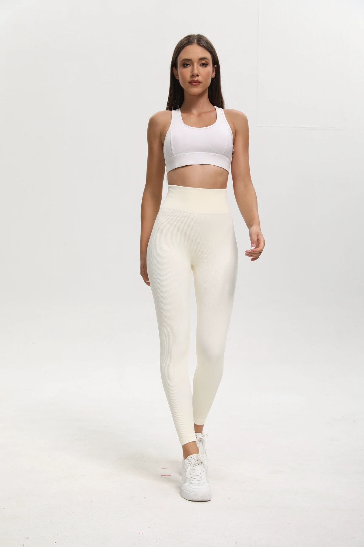 Women's Solid Color Full Length High Elastic Yoga Pants Eco-Friendly Four-Way Stretch Breathable Tummy Control Hip Leggings