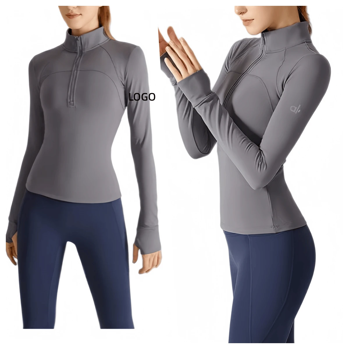 New Design AL Women's Autumn Lightweight Long Sleeved High Neck Elastic Yoga Top Slim Fit Plush Fitness Running Sports Jacket
