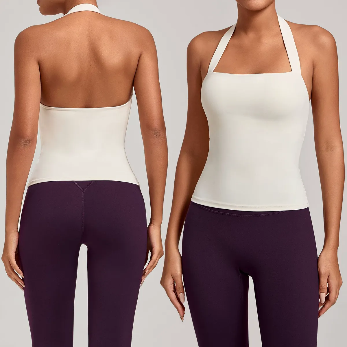 YanRuo Breathable Halter-neck Yoga Vest Tight-fitting Spandex/Nylon Yoga Top Women's Sports and Fitness Yoga Wear