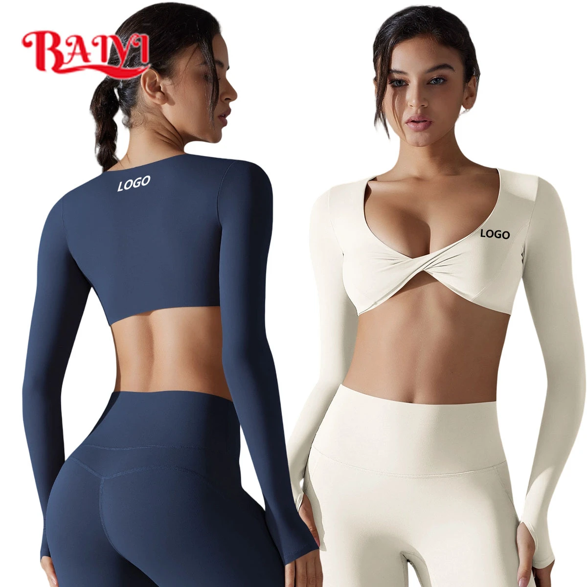 Custom logo Fitness Sports Yoga Top for Women Deep V-neck Slim-fit Breathable Running Yoga Crop Tops High Elastic Yoga Top Oem