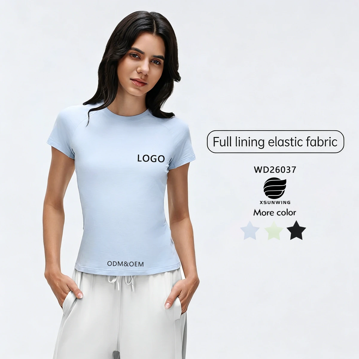 Xsunwing Women Lightweight Casual Back Reflective Strip Short Sleeve Running Yoga Wear T-Shirt Fitness Pickleball Tops WD26037