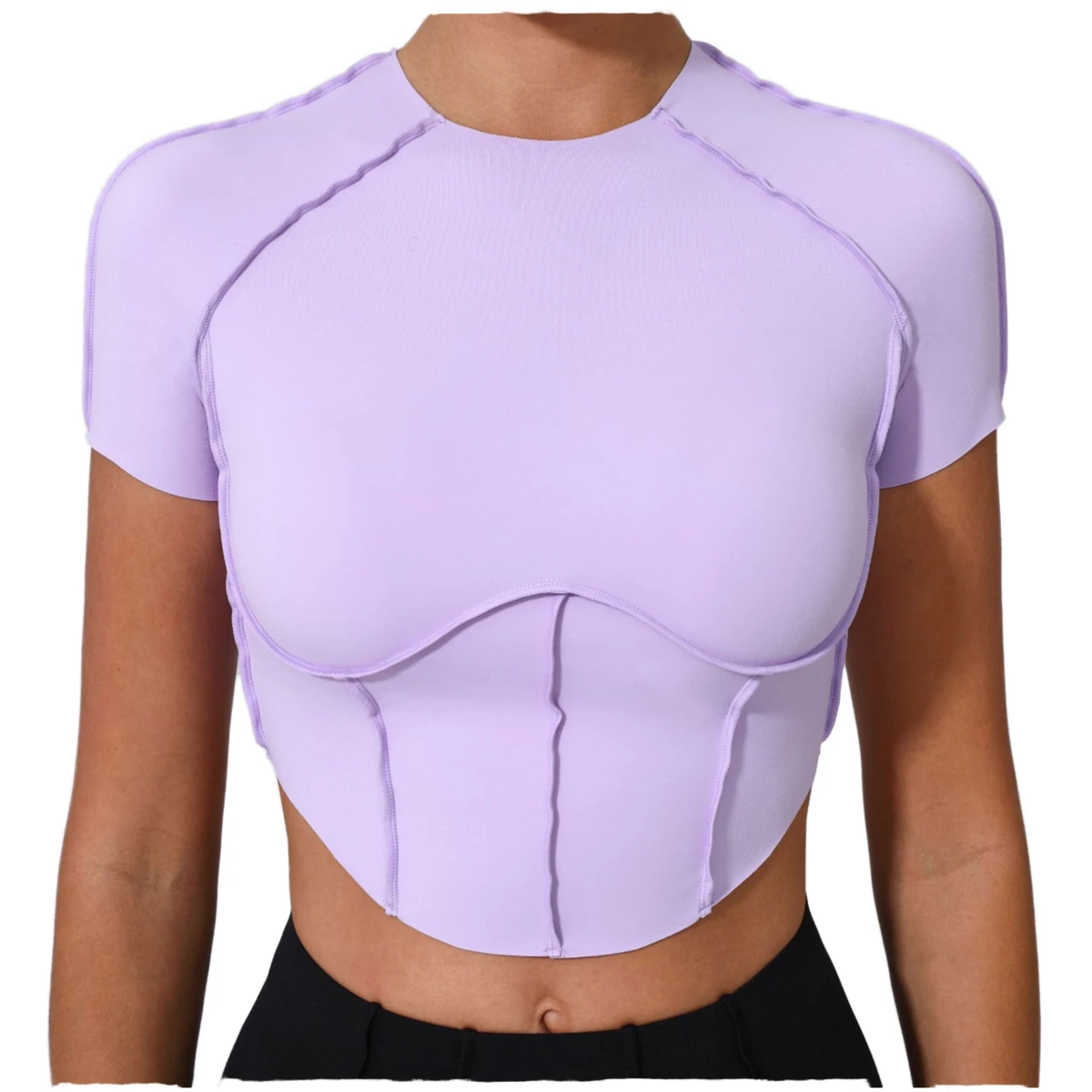 PASUXI Wholesale Women's Quick-Dry Workout Top Yoga Short Sleeve Fitness Shirt Moisture Wicking Four-Way Stretch Front Sports