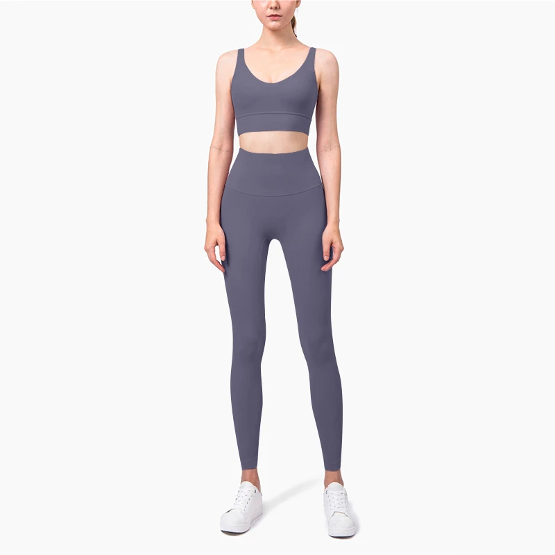 Custom Logo Hot Sale Yoga Fitness Suit Women High Waist Soft Gym Clothing Tummy Control Workout Sports 2 Pcs Sets for Women