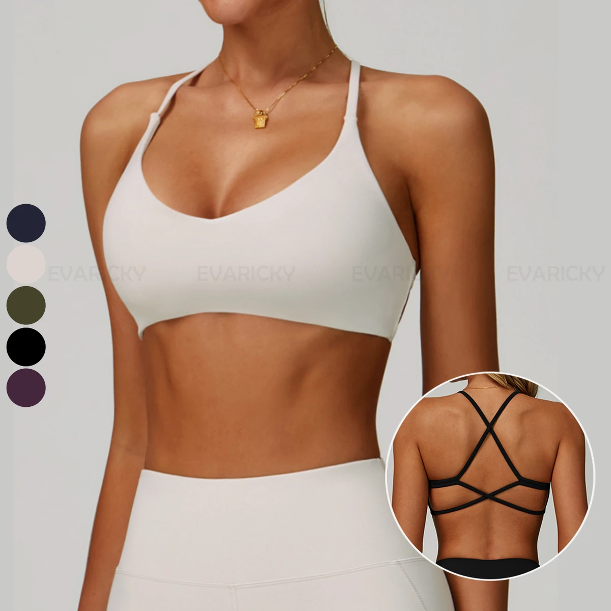 Women's High-Impact Yoga Top with Cross Back V-Neck Sports Bra Custom Logo New Colors for Workout Training Athletic Gym Wear