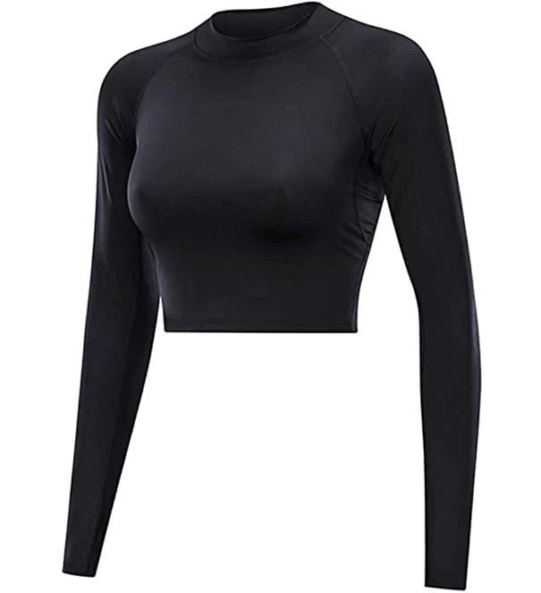 Women's Casual Slim Fitness Breathable Stretch Running Yoga Sport Shirt Long Sleeve Tops Solid Pattern Knitted for Plain Dyed