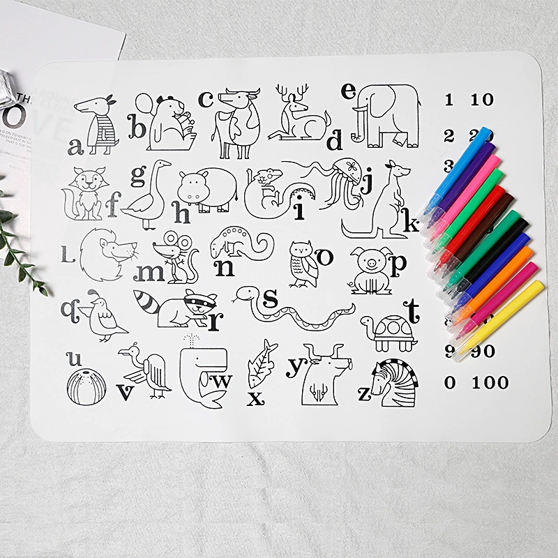 Custom Creative Silicone Graffiti Pad Waterproof Cartoon Doodle Mat for Kids Birthday Party Christmas Gifts Home Game Toys