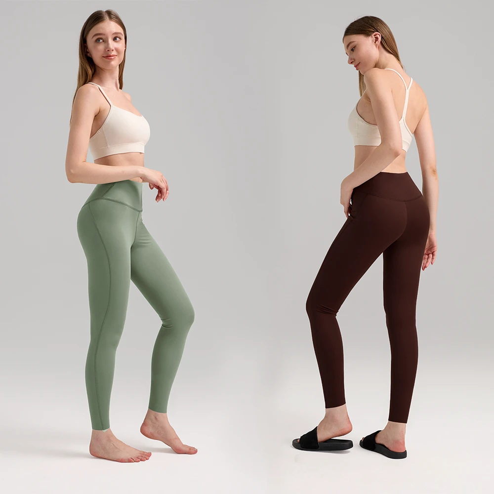 High Waist Solid Color Yoga Pants for Women Peach Hip Lifting Stretchy Fitness Pants Nude Feel Breathable Sports Leggings