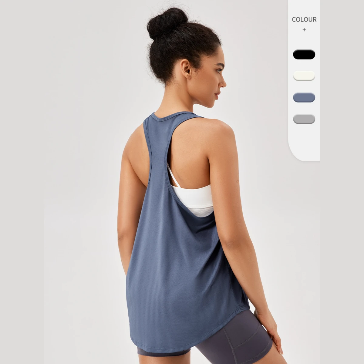 Custom Solid Color V-neck T-shaped Sleeveless Breathable Yoga Tank Top Quick Dry Exercise Running Gym Workout Vest Long Knitted
