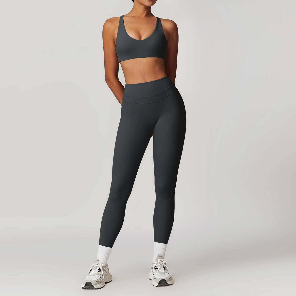 New Design Fitness Bra Leggings Elastic Waist Gym Clothing 2 Pcs Yoga Wear Set Yoga Set Custom